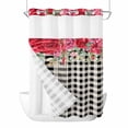 thumbnail image 1 of Pink Roses Valentine's Day No Hook Shower Curtain Waterproof,Bathroom Curtains with Snap in Liners and See Through Top Window,Black White Plaid Spring Floral Hotel Bathtub Curtains Shower 60"Wx72"L, 1 of 8