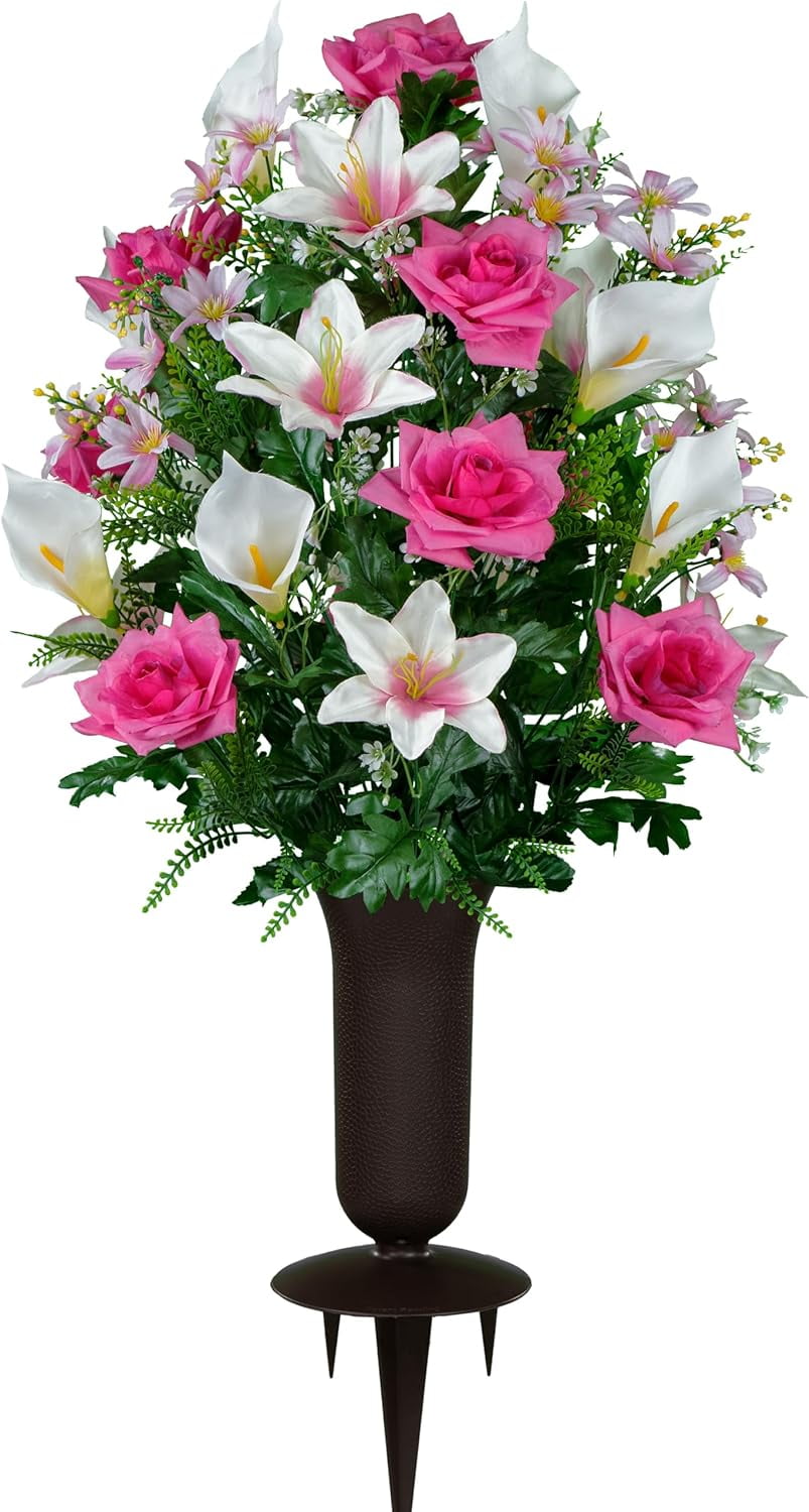 Pink Roses, White Lily & Calla Lilies 36 Flowers in Bouquet