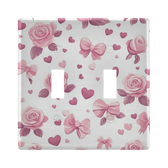 Pink Roses and Bows Decorative Light Switch Plates Switch Cover Decorative Wall Plates Ideal for Living Room Kitchen Bedroom and Study
