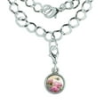 thumbnail image 1 of Pink Roses and Butterly Silver Plated Bracelet with Antiqued Charm, 1 of 5