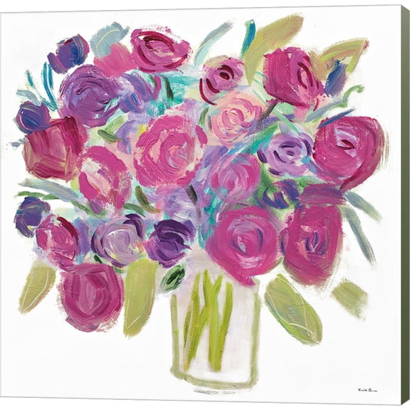 Pink Roses on White by Farida Zaman, Canvas Wall Art