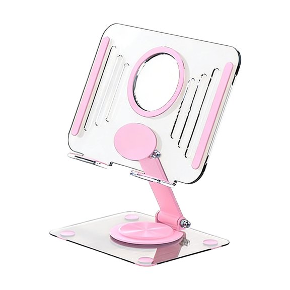 Pink Rotating Tablet Stand Suitable For Mobile Phones And Tablets Desktop Portable Foldable Adjustable 360 Degree Metal Plastic Pink Color