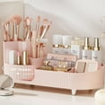 thumbnail image 1 of Pink Rotating Vanity Organizer with Brush Holder - Large Spinning Cosmetic Storage, Countertop Makeup & Skincare Organizer, Perfume & Lotions Display Case, 1 of 7