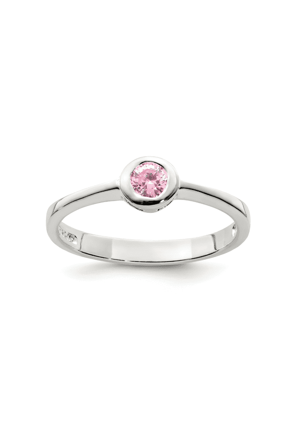 Pink Round Bezel Cubic Zirconia Ring