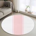 thumbnail image 1 of Pink Round Living Room Rugs 3.3 ft, Stripe Washable Area Rug with Non-Slip Sturdy Edge Binding Round Front Door Mat Floor Carpet for Entryway, 1 of 9