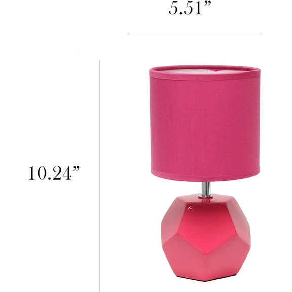 Pink Round Prism Table with Fabric Shade, Geometric Ceramic Base
