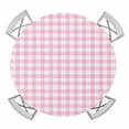 thumbnail image 1 of Pink Round Tablecloth for 45-54 Inch Tables,Fitted Table Cover with Elastic Edge,Country French Rustic Buffalo Plaid Modern Art Waterproof Outdoor Table Cloth Protector for Patio Garden Dinner Picnic, 1 of 9