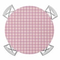 thumbnail image 1 of Pink Round Tablecloth for 45-54 Inch Tables, Fitted Table Cover with Elastic Edge, Grid Checkered Plaid Gingham Lattice Trellis Waterproof Outdoor Table Cloth Protector for Patio Garden Dinner Picnic, 1 of 9