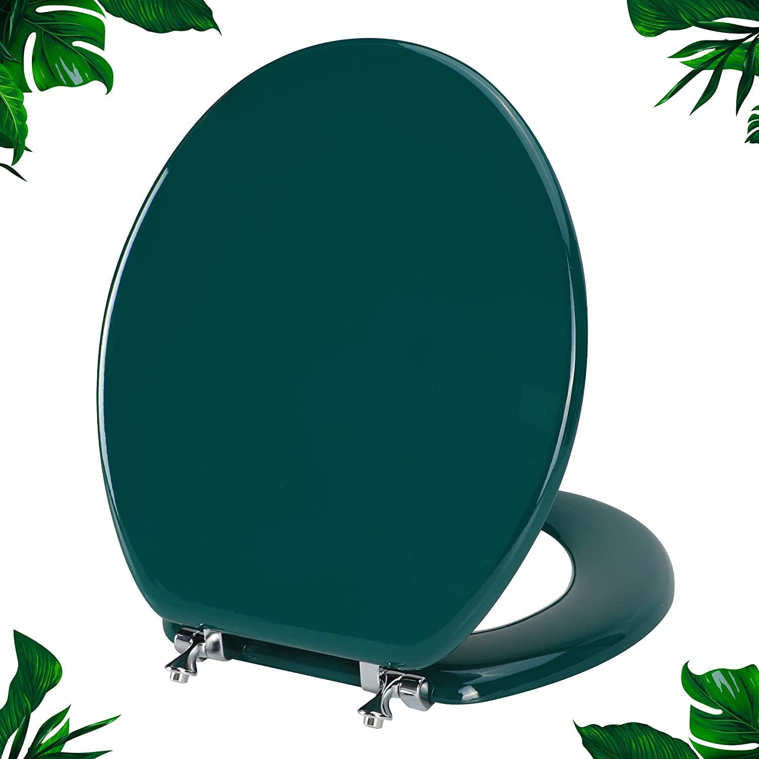 Pink Round Toilet Seat Natural Wood Toilet Seat with Zinc Alloy Hinges, Easy to Install also Easy to Clean, Scratch Resistant Toilet Seat by  (Round, Pink)