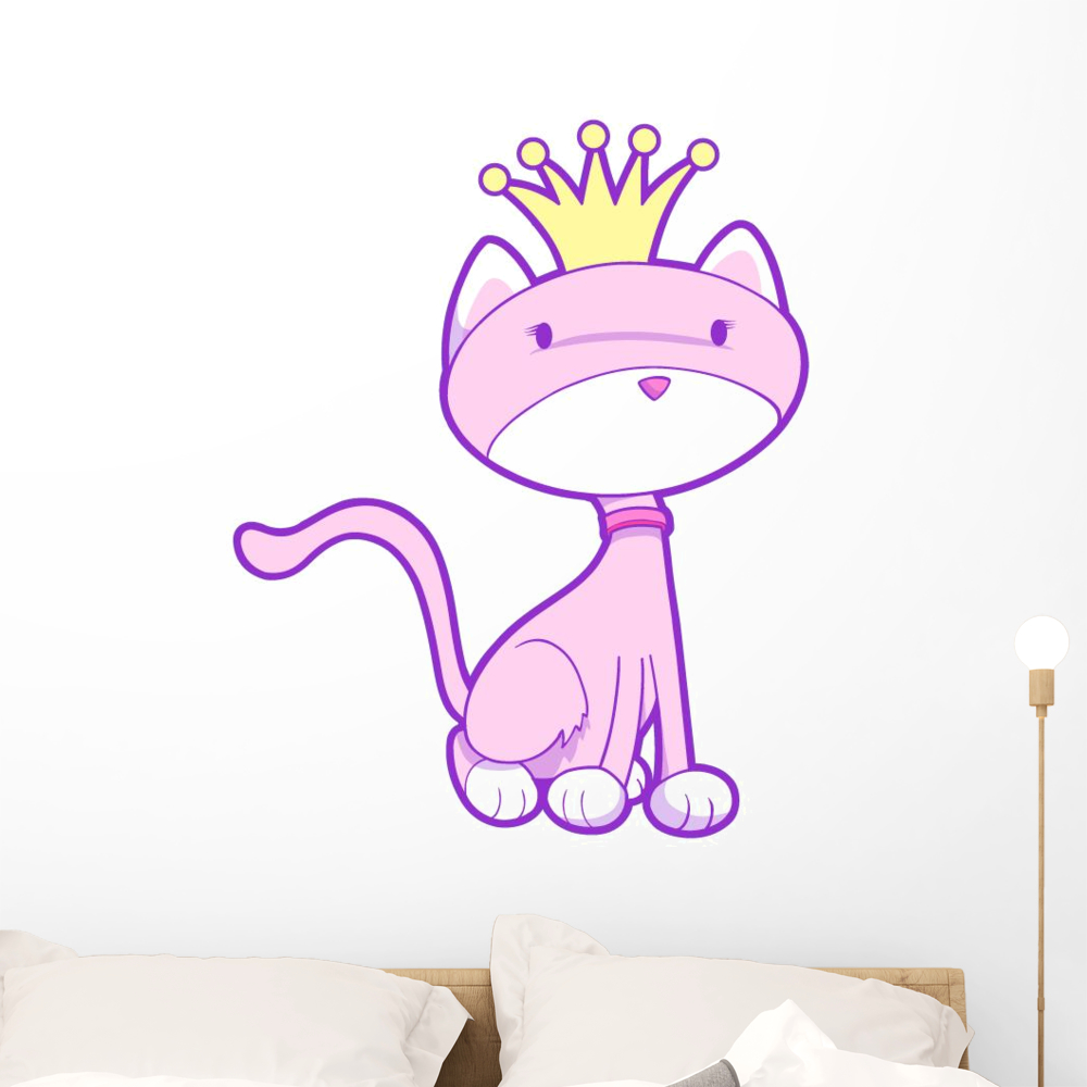 Pink Kitty Graphics Pink Royal Kitty Cat Wall Decal Sticker, Wallmonkeys Peel & Stick Vinyl ...