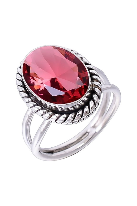 Pink Rubellite Tourmaline 925 Sterling Silver Ring, Adjustable Ring, Silver Jewelry Ring, Pink Ring, Oval Ring, Dainty Ring, Handmade Ring, Gemstone R