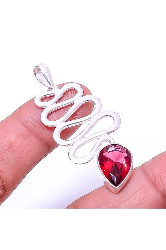 Pink Rubellite Tourmaline 925 Sterling Silver Snake Pendant 1.95" P_9292_173_57