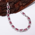 thumbnail image 1 of Pink Rubellite Tourmaline, CZ 925 Sterling Silver Adjustable Tennis Bracelet 7-8" B516, Tourmaline Bracelet, Pink Bracelet, Oval Bracelet, 1 of 6