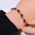 thumbnail image 1 of Pink Rubellite Tourmaline & CZ 925 Sterling Silver Tennis Bracelet 7.99" B68432, New Year Sale, Valentin's Day Gift, 1 of 4