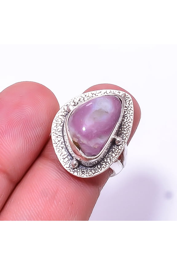 Pink Rubellite Tourmaline In Quartz - Brazil Designer Handmade 925 Sterling Silver Ring s.6 Sku1, Pink Ring, Natural Gemstone Ring