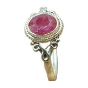 RADHEY KRISHNA JEWELLERS Pink Ruby Cut Stone 925 Sterling Silver Handmade Promise Engagement Ring Wedding Gift Jewelry For Her