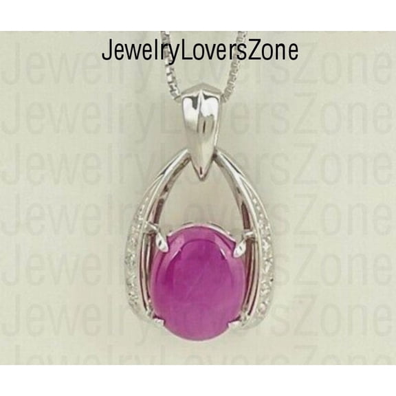 Pink Ruby Star Oval Cut Gemstone Pendant in 925 Sterling Silver Necklace Infinity Style Handmade Jewelry Black Vermeil 14 Inch