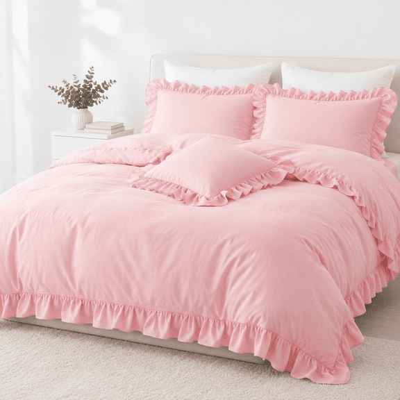 Pink Place Setting Smokey Pink Striped Tufted Duvet Cover Set Full Size - Walmart.com