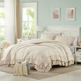 thumbnail image 1 of Pink Ruffle King Size Comforter Set, Shabby Chic Boho Bedding Comforter Sets, Fluffy Cozy Bedding Comforters & Sets for All Season, 3PCS Lightweight Farmhouse Rustic Bedding Sets, Beige, 1 of 13