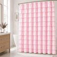 Pink Ruffle Shower Curtain For Master Bathroom 72 X 84 Ruffled Layered ...