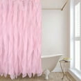 thumbnail image 1 of Pink Ruffle Shower Curtains for Bathroom Farmhouse Sheer Shower Curtain, 72 x 72 Inches, 1 of 5