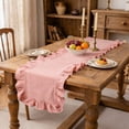 thumbnail image 1 of Tcwhniev Cotton Ruffled Table Runner 13.7x71 Inch, Rustic Farmhouse Decor for Wedding, Birthday Party & Kitchen Table,Pink, 1 of 11