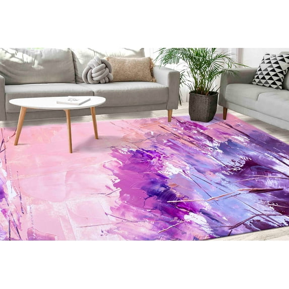 Pink Rugs, Pink And Purple Painting Rug, Purple Rug, Office Decor Rugs, Entry Rugs, Salon Decor Rugs, Pattern Rug, Modern Rug, Stair Rug, 2.6'x5' - 80x150 cm