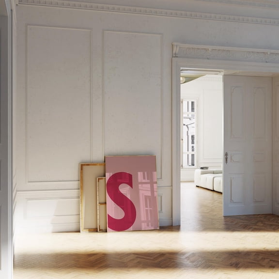 Pink S Initial Print Letter For Girls Minimalist Preppy Wallart Alphabet Letter Print Home Decor #2618, 16x24 UNFRAMED