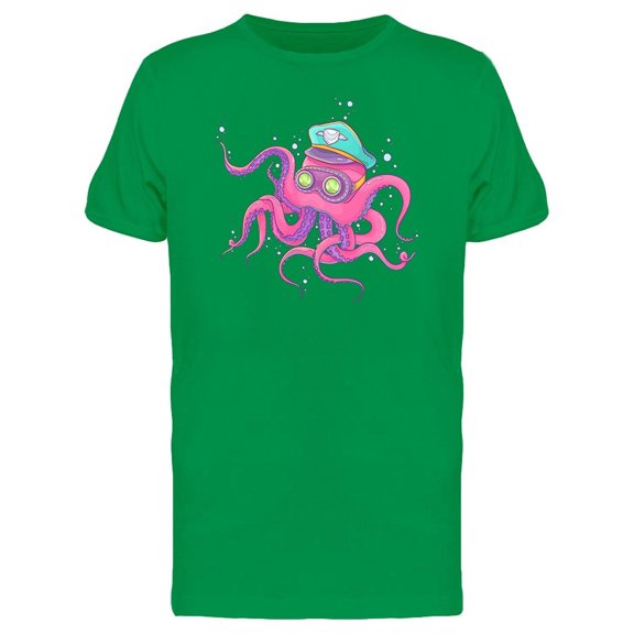 Pink Sailor Octopus With Hat Tee Men's -Image by Shutterstock