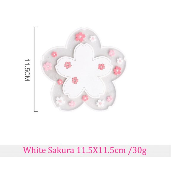 Pink Sakura Coaster Floral Pattern PVC Home Heat Insulation Mat for Coffee Tea Cup Office Desk Ornament Mom Gifts Easy To Clean