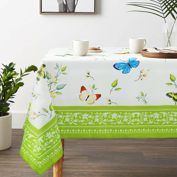 Pink Sakura Tablecloth, Floral Rectangle Tablecloth, Pink Flowers Print Rectangle Table Cloth, Spring Summer Waterproof Wrinkle Free Rectangle Tablecloth 60 X 84, 60 X 102, 60 X 120 Inch