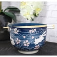 thumbnail image 1 of Pink Sakura White Rabbits Large 24Oz Donburi Ramen Bowl With Chopsticks Set, 1 of 9