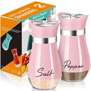 Pink Salt and Pepper Shakers Set，4 oz Kitchen Decor and Accessories Home Essentials Cute Household Items for Mother's Day Housewarming Gift Refillable Design (Pink)