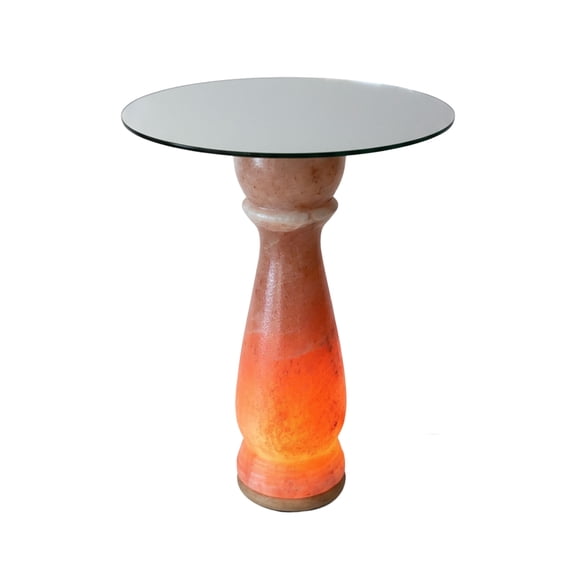 Pink Salt Wall Himalayan Pink Salt Coffee Table with Glass Top, 19x16 inch