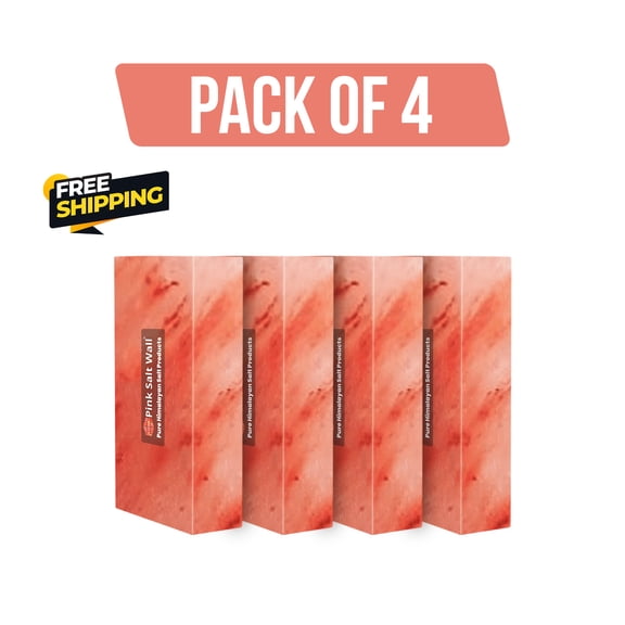 Pink Salt Wall Himalayan Salt Bricks 8×4×2 Pack of 4 for Spa, Sauna and Home Decor