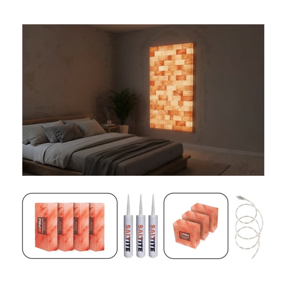 3x5 Ft Pink Salt Wall Panel Kit Including Bricks, Glue, Placement Map and Manual