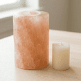 thumbnail image 1 of Pink Salt Wall Smooth Cylindrical Hand-Crafted Candle Holder, Himalayan Pink Salt, 6" x 3.5", 1 Pack, 1 of 9