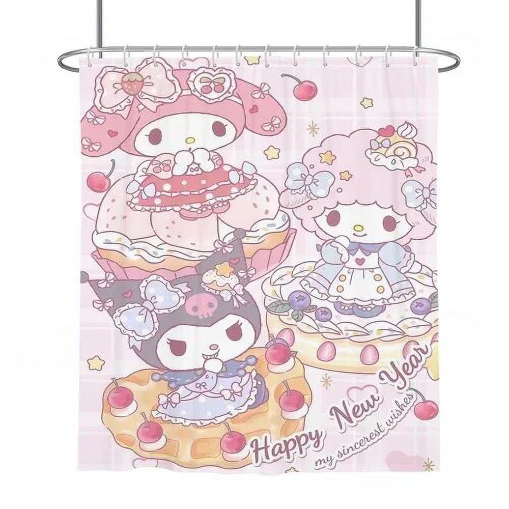 Pink Sanrios Mymelody Cinnamoroll Kuromi Kawaii Shower Curtains