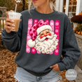 thumbnail image 1 of Pink Santa Claus Christmas Graphic Sweatshirt, 1 of 6