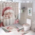 thumbnail image 1 of Pink Santa Claus Shower Curtain Sets with Rugs 4 Piece Bathroom Decor Set with Non-Slip Rugs Toilet Lid Cover And Bath Mat Santa Claus Decorative Waterproof Shower Curtain for Bathroom Decor Set, 1 of 8