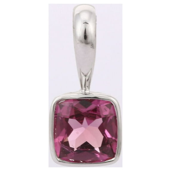 Pink Sapphire 14K White Gold Solitaire Pendant Octagon Cut Anniversary Gift Gift Pendant for Beloved