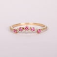 thumbnail image 1 of Pink Sapphire & Diamond Crown Ring, Alternate Gemstone Band Ring, Matching Band, Curve Ring, Stackable Ring, Dainty Band For Women, 1 of 5