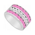 thumbnail image 1 of Pink Sapphire & Diamond Row Ring 14K White Gold, 2.50 CT - Size 6, 1 of 1