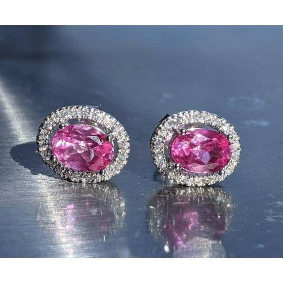 Pink Sapphire Earrings in Silver or 14K Gold Filled, Pink Sapphire Jewelry, September Birthstone Earrings, 8th Anniversary Gift