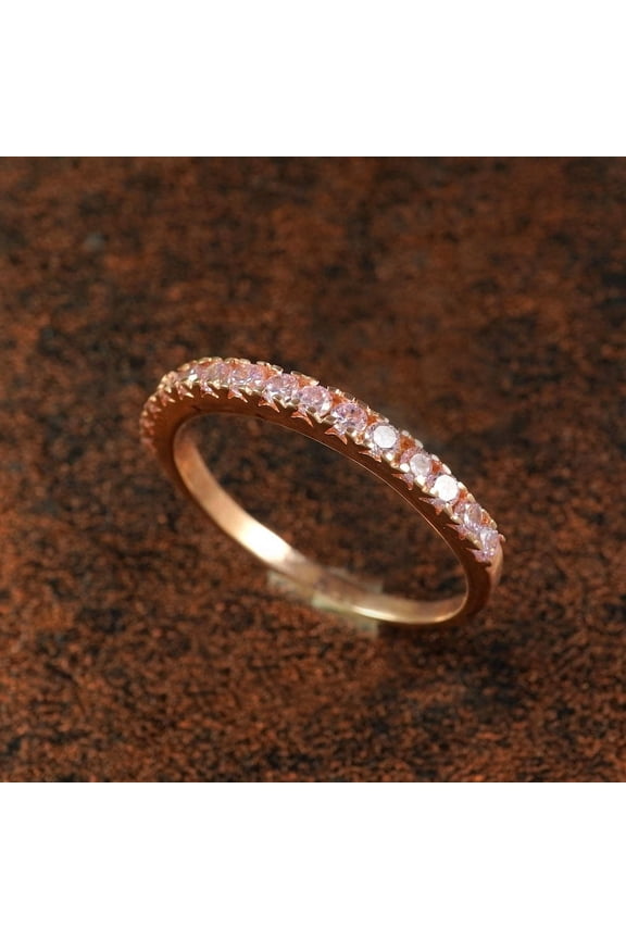 Pink Sapphire Eternity Ring 2mm Pink Sapphire Pave Half Eternity Band Sapphire Wedding Anniversary Band Stacking September Birthstone Gifts.