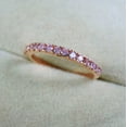 thumbnail image 1 of Pink Sapphire Eternity Ring 2mm Pink Sapphire Pave Half Eternity Band Sapphire Wedding Anniversary Band Stacking September Birthstone Gifts., 1 of 2