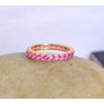 thumbnail image 1 of Pink Sapphire Eternity Wedding Band Dainty Ring 925 Sterling Silver Yellow Gold Plated Gemstone Jewelry For Women Gift By KIRAN FINE JEWELS, 1 of 3