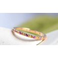 thumbnail image 1 of Pink Sapphire Full Eternity Wedding Engagement Stackable Band Ring 925 Sterling Silver Yellow Gold Plated Gemstone Jewelry For Women Gift By KIRAN FINE JEWELS, 1 of 3