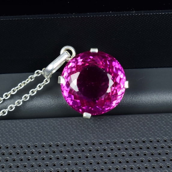 Pink Sapphire Pendent, Flawless Pink Sapphire Necklace, Pink Gemstone Pendent, Pink Sapphire Silver Pendent Best gift for her