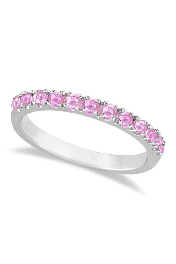 Pink Sapphire Stackable Band Ring Guard in 14k White Gold (0.38ct)